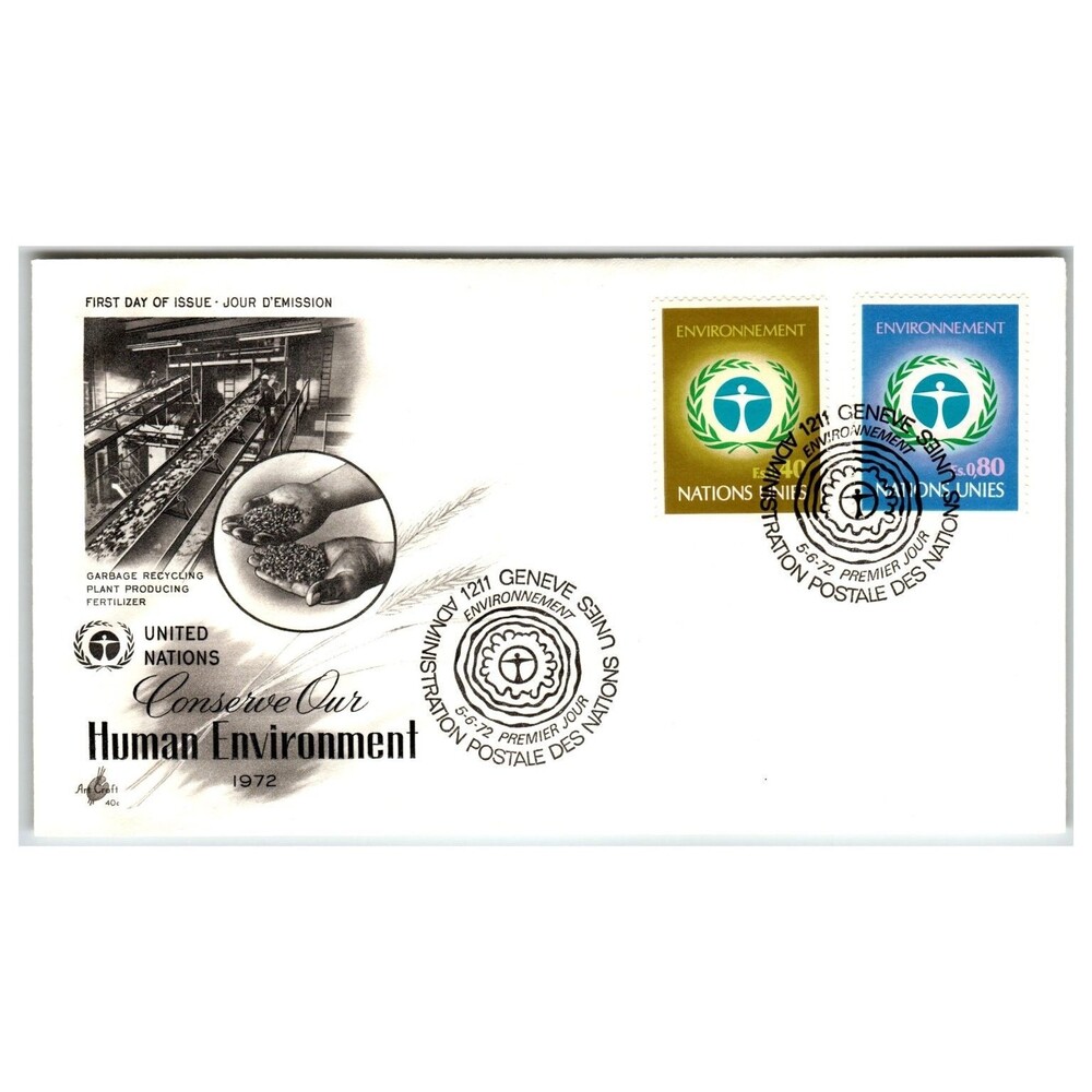 UN First Day Cover 1972 Geneva Environment Stamps Cachet